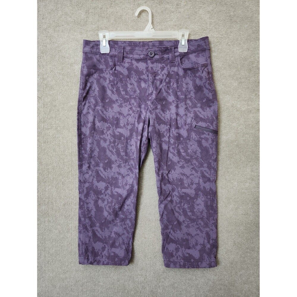 Eddie Bauer Rainier Capri Pants Womens 10 Purple Nylon Stretch Hiking Cargo